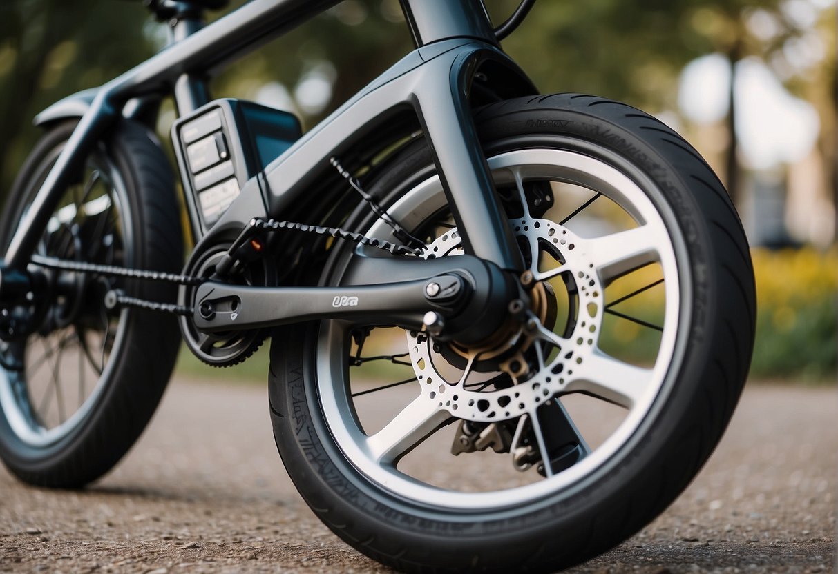 An electric bike's battery powers a motor, assisting the rider's pedaling